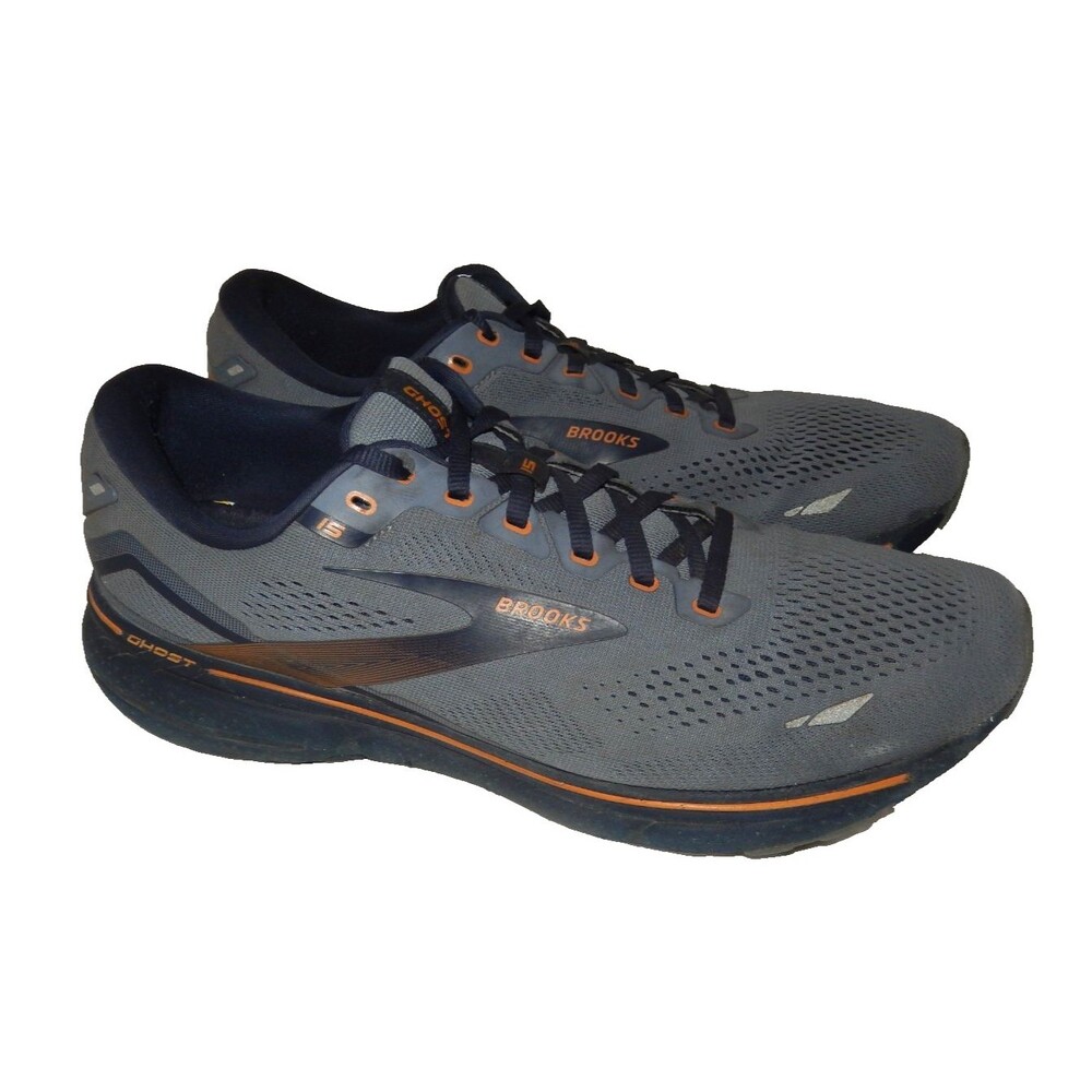 Brooks Ghost 15 Running Walking Sneakers Shoes Men's 12.5 Flintstone/Peacoat/Oak